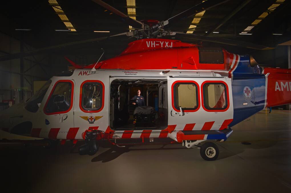 MICA paramedic Michael Whelan was involved in the rescue of an 80-year-old British woman 11 years ago. The couple is now donating money to Ambulance Victoria. Picture by Darren Howe