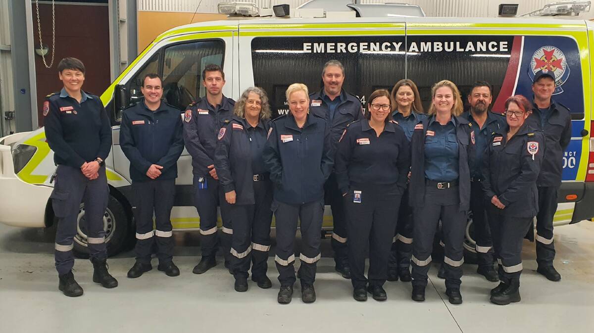 Ambulance Victoria's Norieul Kinross and Josh King with the Rushworth ACOs. Picture supplied