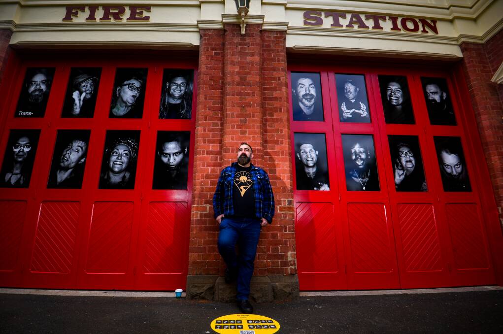 John Richards is one of the people whose photo appears on the door of The Engine Room as part of a celebration of local performing arts. Picture: DARREN HOWE
