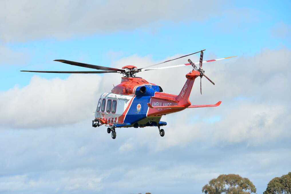 A man has been airlifted to hospital following a cyclist versus car crash at Woodend. Picture by Brendan McCarthy