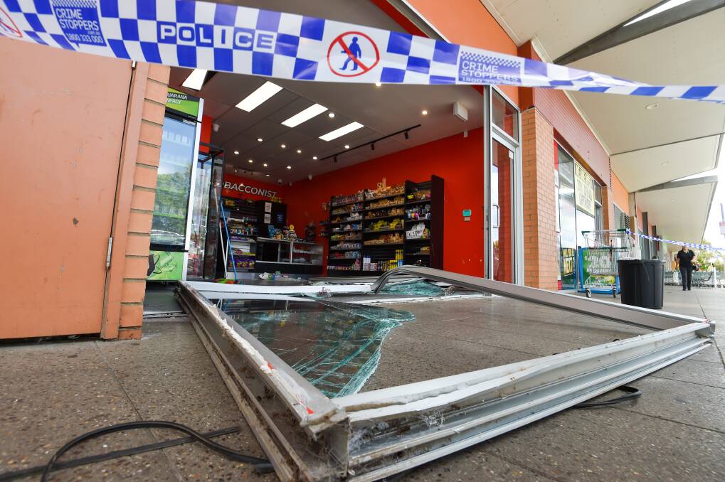The shop was rammed by a ute before goods were taken in the early hours of Tuesday morning. Picture by Darren Howe