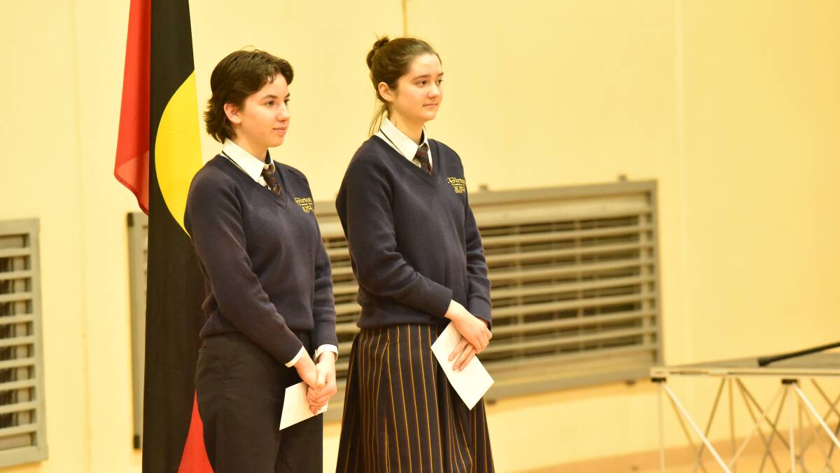 Carina Griffin and Sophia Ginis were presented their awards at a school assembly recently. Picture: SUPPLIED