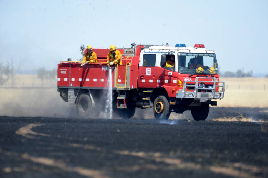 Dunolly firefighters blacking out after fire on Bridgewater-Maldon Road. Picture: DARREN HOWE