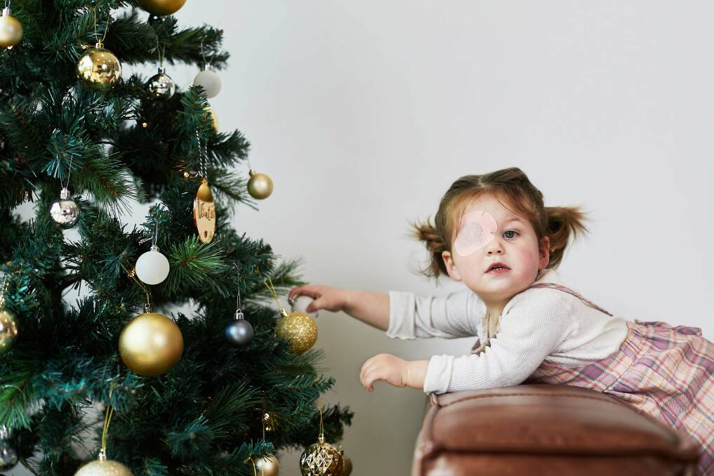 Two-year-old Winter Taylor was born with a bilateral congenital cataract in her left eye. Picture: SUPPLIED