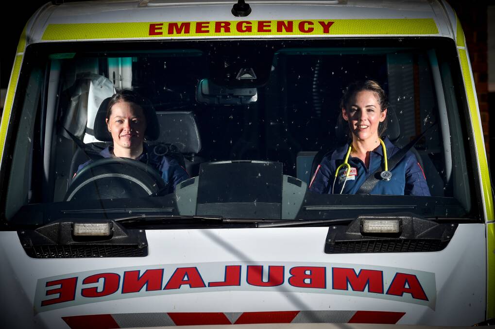 Inglewood ambulance community officers Emma Webb and Fi Rooke. Picture: DARREN HOWE