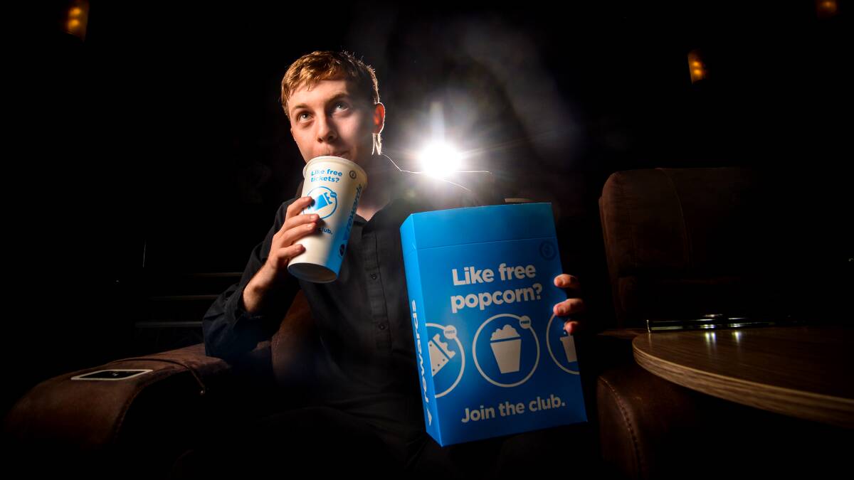Jordan Purdy enjoying refreshments at Bendigo Cinemas. Picture: DARREN HOWE