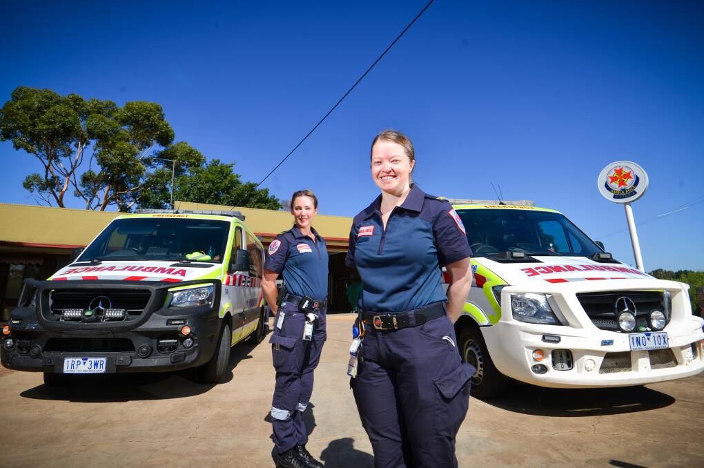 Inglewood ambulance community officers Fi Rooke and Emma Webb. Picture: DARREN HOWE