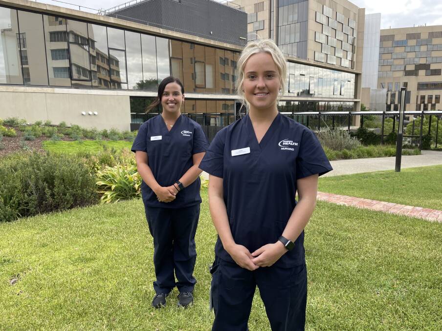 Sisters Kealy and Aish Tupper are two of 130 graduate nurses starting at Bendigo Health this week. Picture: ALEX GRETGRIX