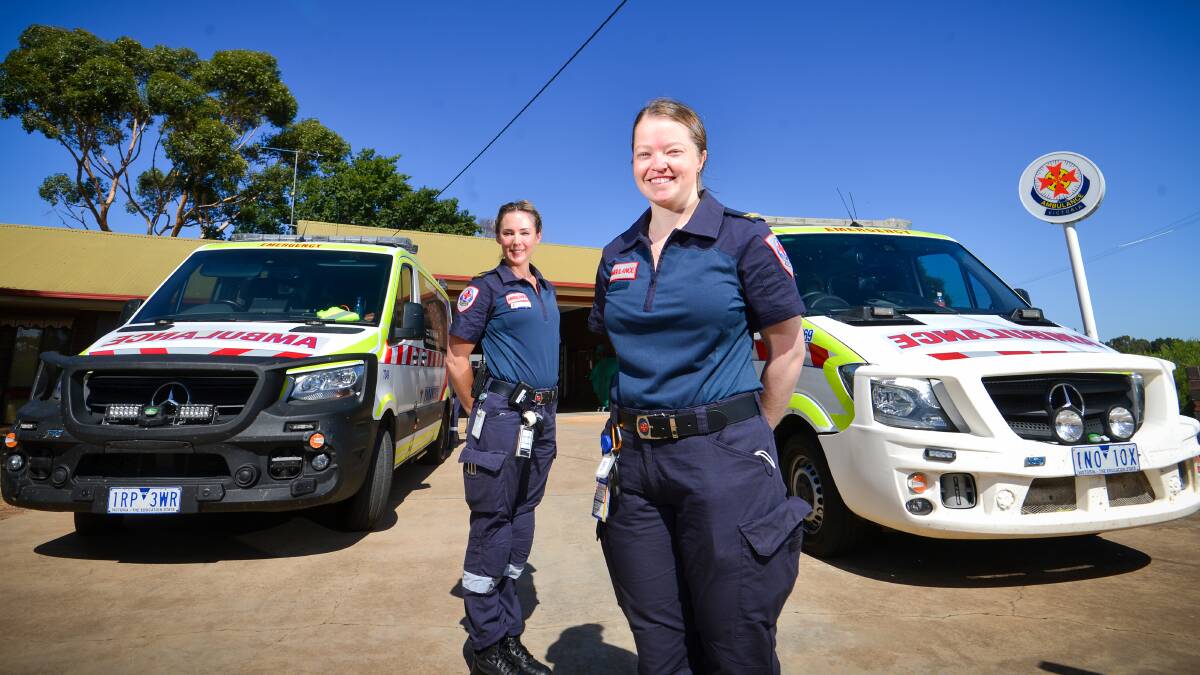 NEW DIGS: Inglewood ambulance community officers Fi Rooke and Emma Webb in front of the old station in Hospital Street. Picture: DARREN HOWE