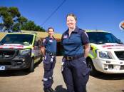 NEW DIGS: Inglewood ambulance community officers Fi Rooke and Emma Webb in front of the old station in Hospital Street. Picture: DARREN HOWE