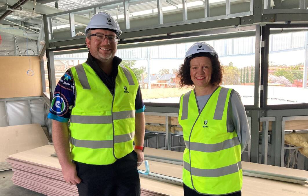 MDHS People, Culture and Wellbeing director Kris Payne and chief executive Nickola Allan on the site of the new student accommodation. Picture supplied