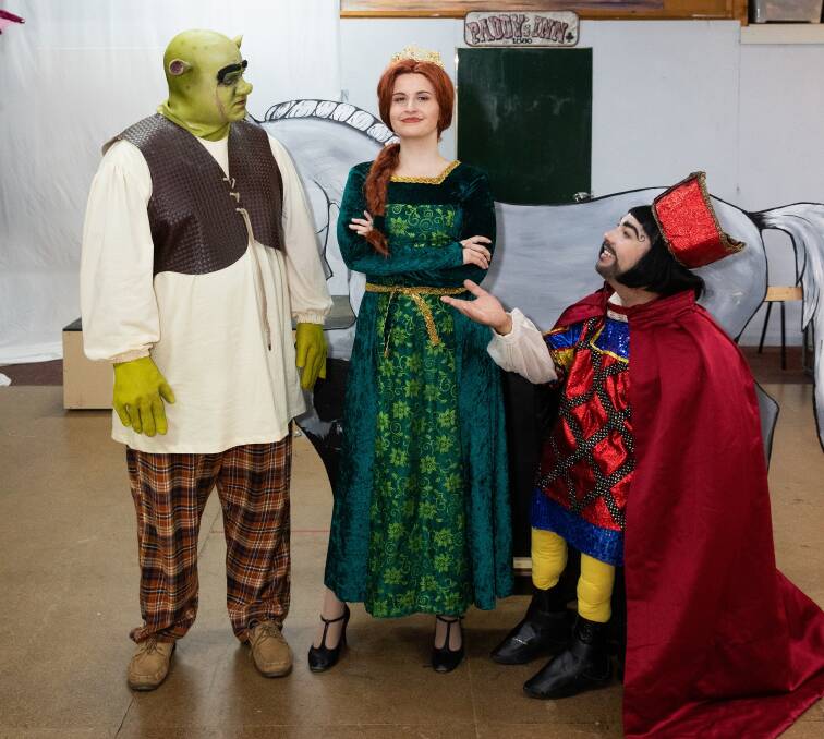 Shrek (Sean O'Brien), Princess Fiona (Megan Scott) and Lord Farquaad (James Studds). Picture supplied