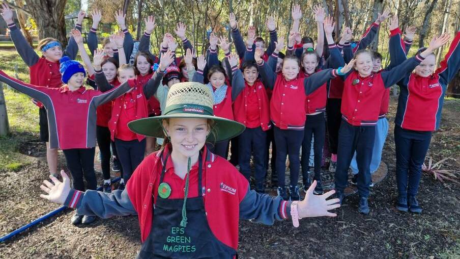 GREEN TEAM: Elsie McKinnon and the rest of the Epsom Primary Green Magpies were nominated for the recent ResourceSmart School awards. Picture: LUCY WILLIAMS