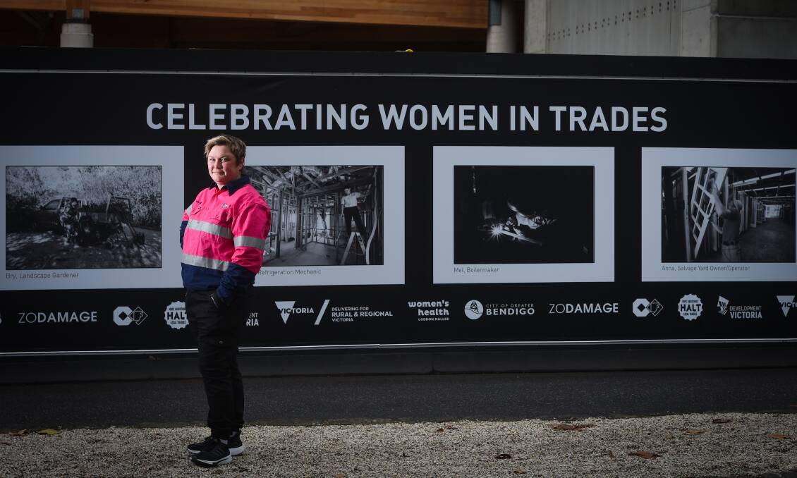 HARD WORK: White Hills boiler maker Mel Krause features in the Women in Trades exhibition. Picture: DARREN HOWE