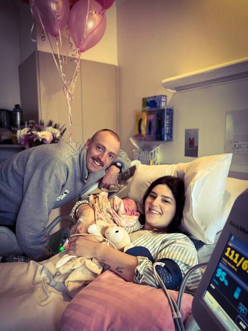 Mitch, Bonnie and Chloe after the delivery at Maryborough hospital. Picture supplied