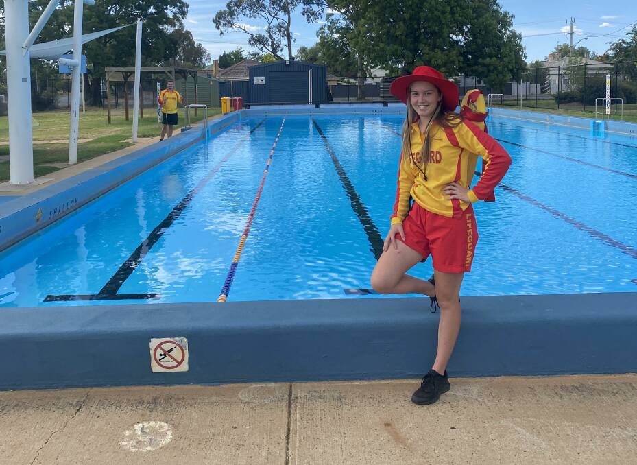 Lifeguard Aliza Lockhart at the Inglewood swimming pool. Picture: SUPPLIED