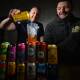 DRINK AND DONATE: Bendigo Beer president Trevor Birks and Scott Toll. Picture: DARREN HOWE