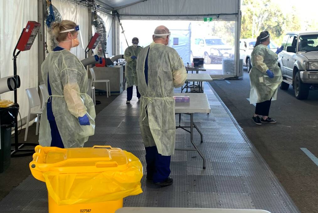 TESTING: COVID-19 testing in full drive at the pop-up site at Lake Victoria, set up in partnership with Central Goldfields Shire Council in October 2021. Picture: SUPPLIED