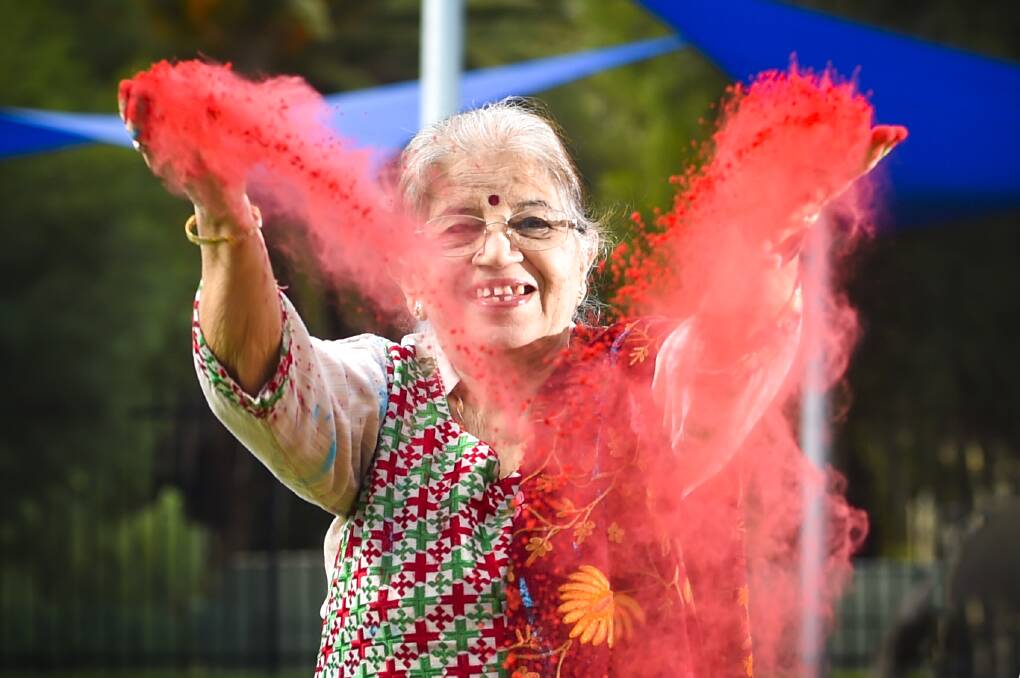 COLOURFUL: Madhu Grover getting ready for the Indian Association of Bendigo's Festival of Colours on Saturday. Picture: DARREN HOWE