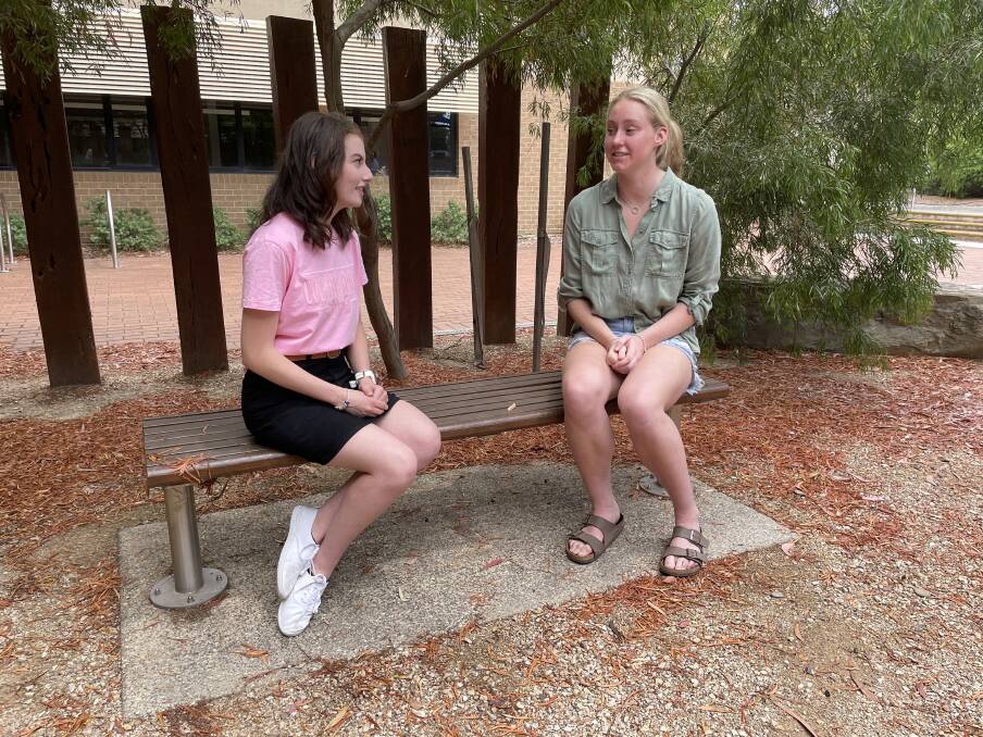 Abby Perdon and Piper Dunlop both received offers to study health courses at La Trobe in Bendigo. Picture: ALEX GRETGRIX