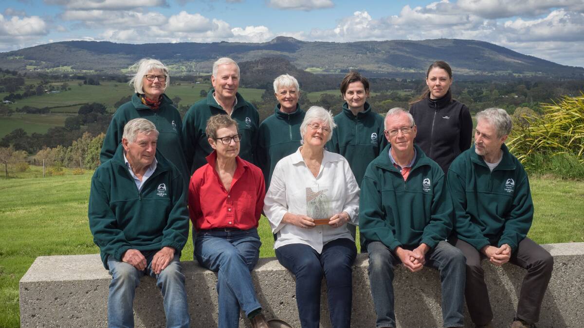 Newham and District Landcare Group with the state award. Back row (l-r) - Alice Aird, Karl Kny, Sue Massie, Natasha Gayfer, UDCLN facilitator Clare Watson. Front row (l-r) - Hilary Roberts, Penny Roberts, Helen Scott, Howard Stirling, Rob Lawrence
.