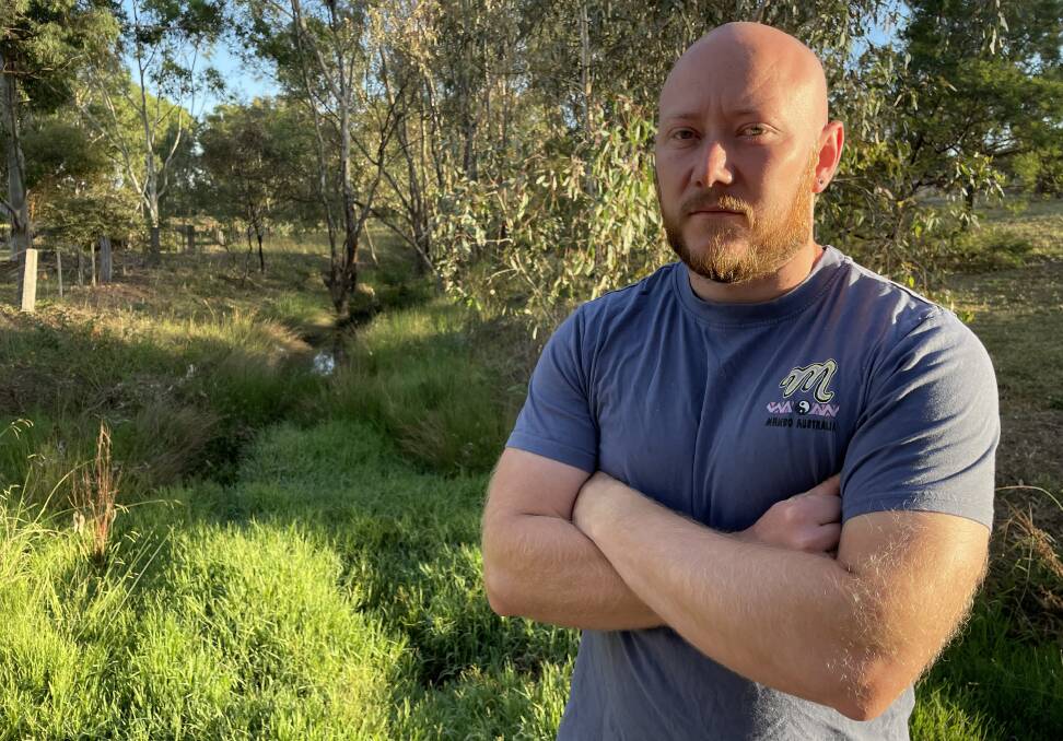 Mick Allen overlooks a blocked up Back Creek near his property in Epsom/Huntly. Picture by David Chapman