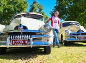 Peter Cane's classic FJ Holden cars which will join 250 other classic vehicles at Sunday's All Holden/GM Day. Picture by Enzo Tomasiello