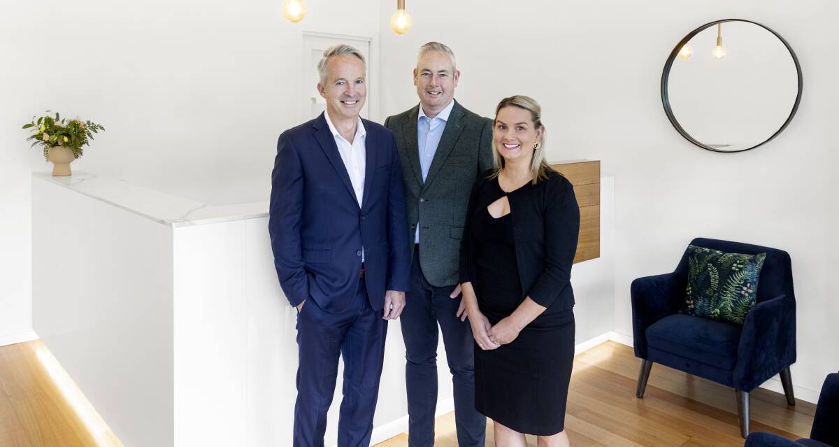 The Waller Realty team of (from left) Tim Noonan, Rob Waller and Narelle Waller have joined the Belle Property group. Picture supplied