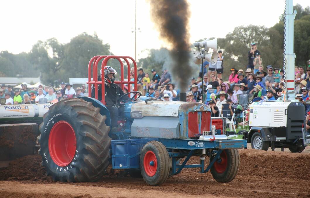 CHUGGING AWAY: Action from the Elmore Tractor Pull.