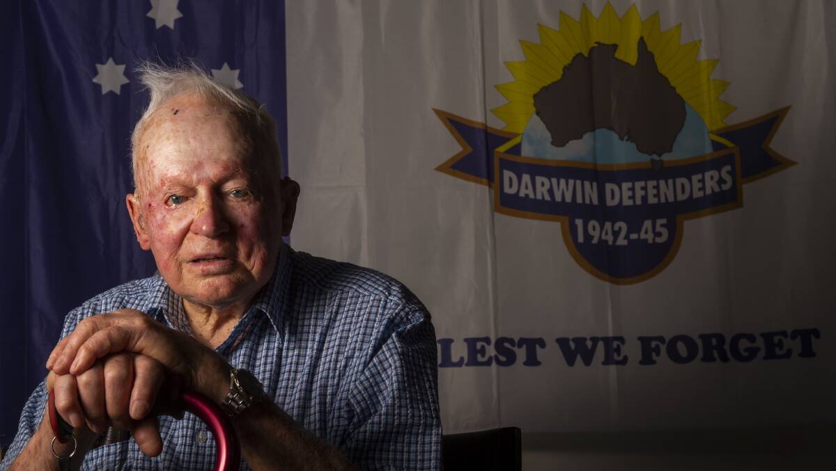 Bendigo's Bill Hosking, 97, is one of the few Darwin Defenders still alive that were at the bombing of Darwin in 1942. Picture: DARREN HOWE