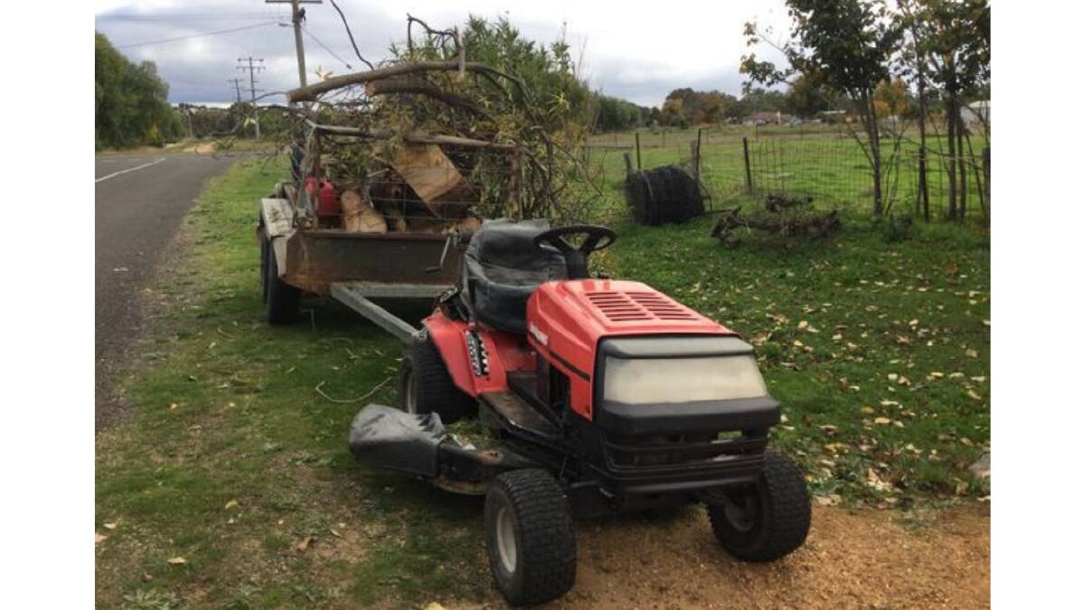The man caught driving this mower tested positive for drugs and returned a blood-alcohol level of 0.028. Picture: Victoria Police