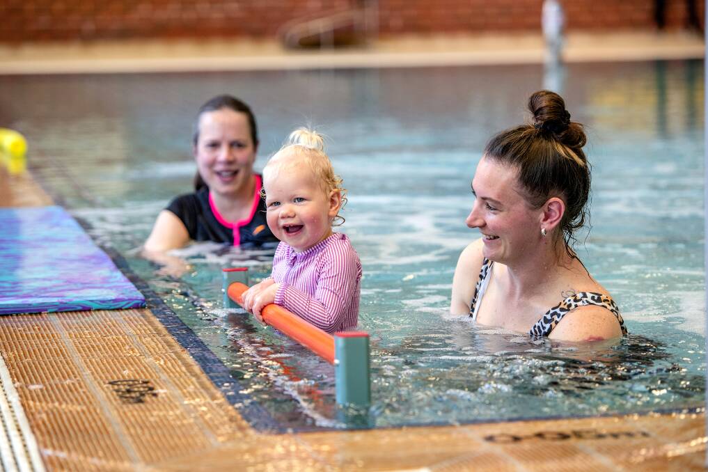  21-month-old Mackenzie Rowe benefits from hydrotherapy. Picture: Kate Monotti - Bendigo Health