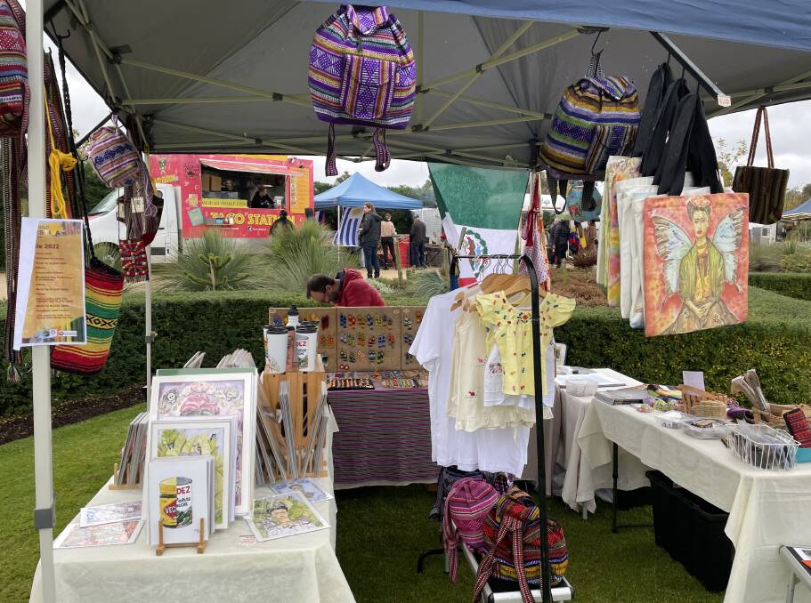 Handicrafts market: Vibrant homewares and clothing made a bright contrast to the cloudy day. Picture: JULIEANNE STRACHAN