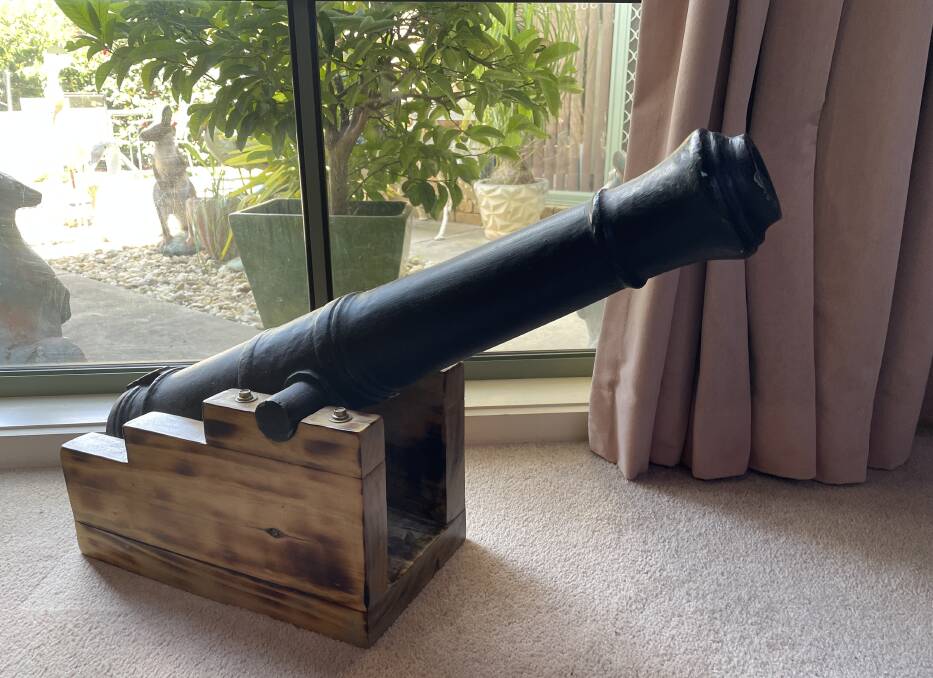 The signalling cannon in Mr White's loungeroom. Picture: Julieanne Strachan