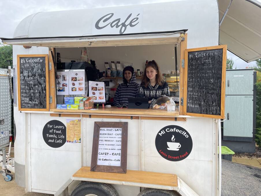 Coffee truck: Lelia and Maya at the Mi Cafecito cafe on wheels on Saturday. Picture: JULIEANNE STRACHAN