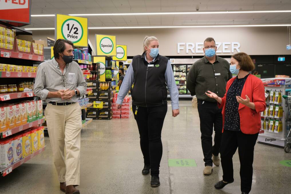 Federal MP Lisa Chesters visited Epsom Woolworths on Wednesday. Picture: JACOB KAYE