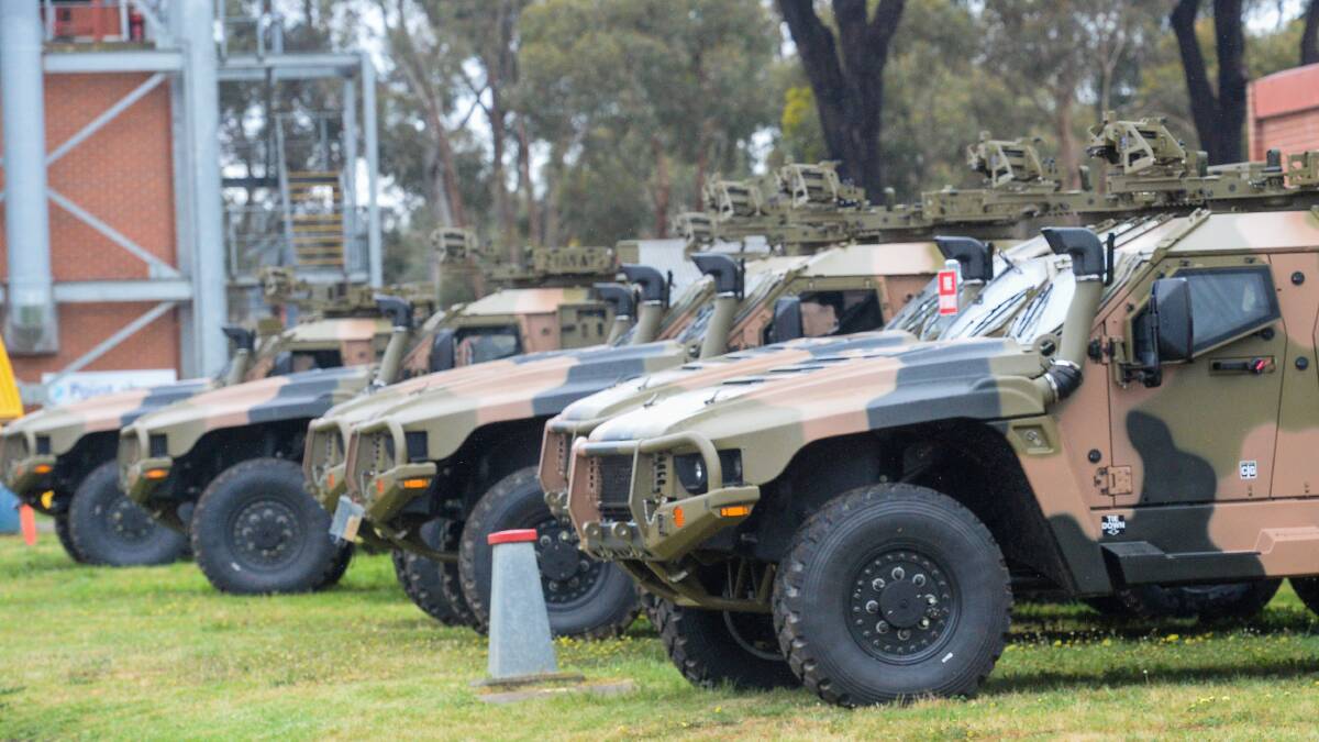 600 Bushmasters are waiting to be collected at Bendigo Thales. Picture: SUPPLIED