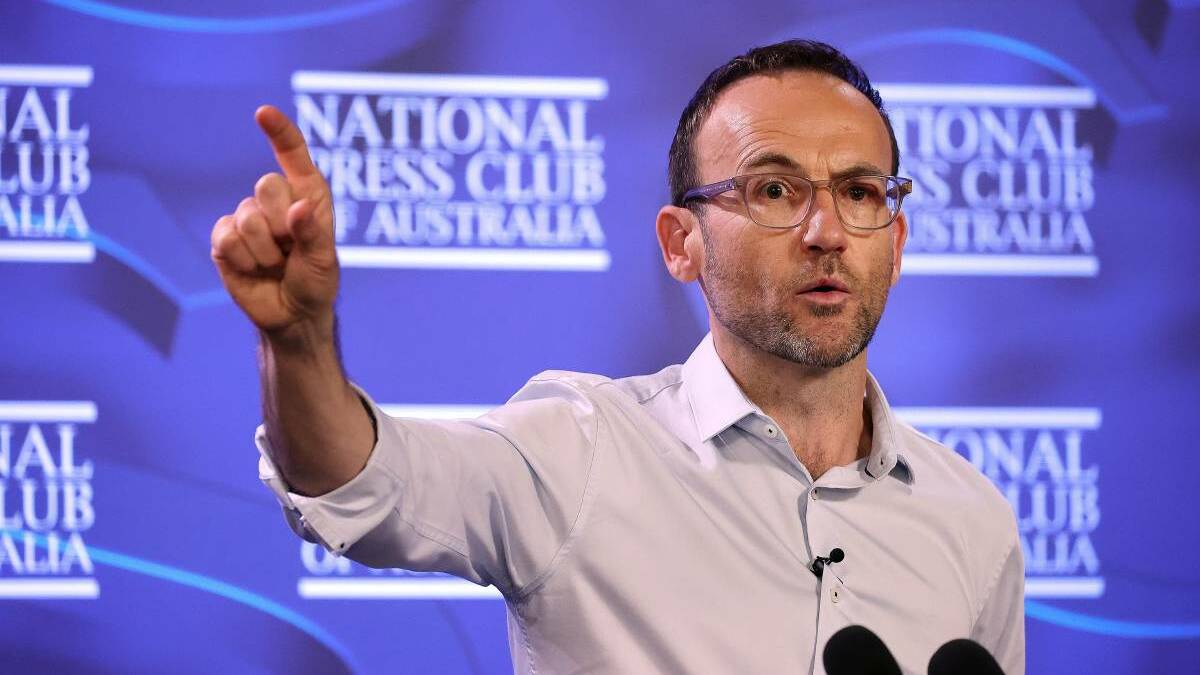 GOOGLE IT: Greens leader Adam Bandt was fired up by 'fact-checking' questions in a National Press Club address on Wednesday. Picture: AAP