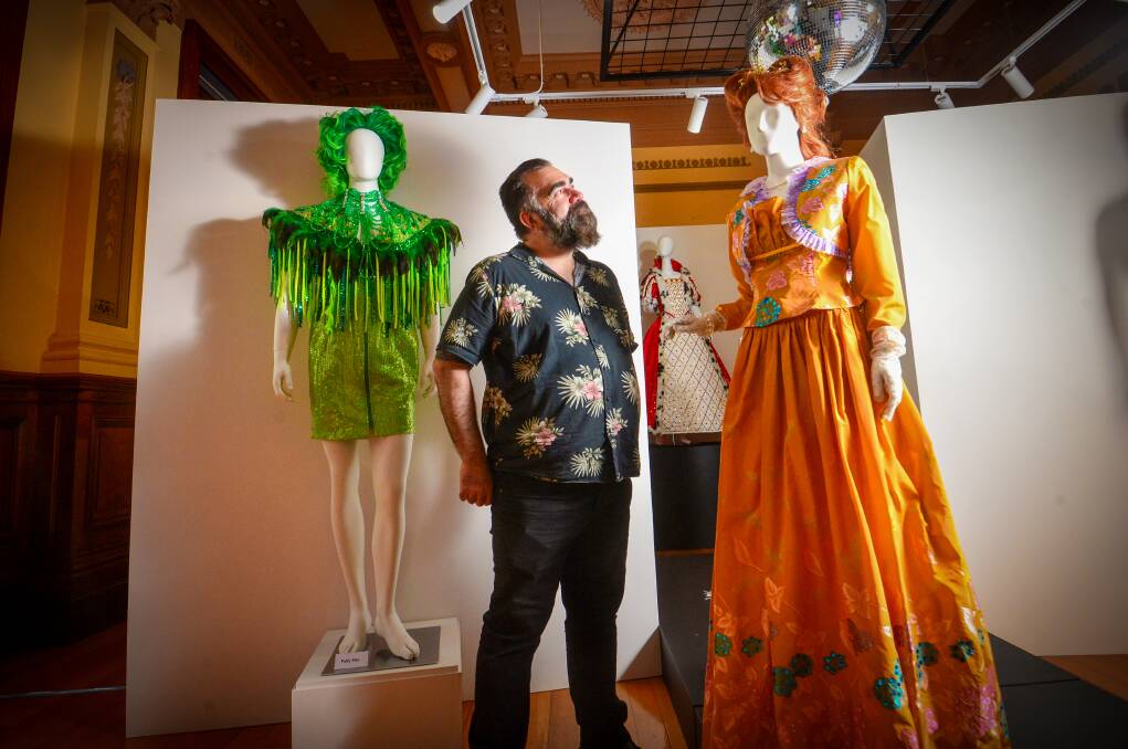 SLAY: Accessories from Bendigo's Drag Queens are on display at the Living Arts Space. Picture: DARREN HOWE
