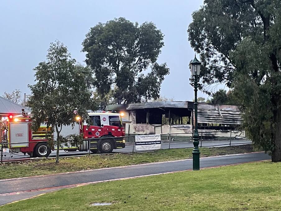 SUSPICIOUS: Police attended the school fire just before 5am Thursday morning. Picture: NEVE BRISSENDEN