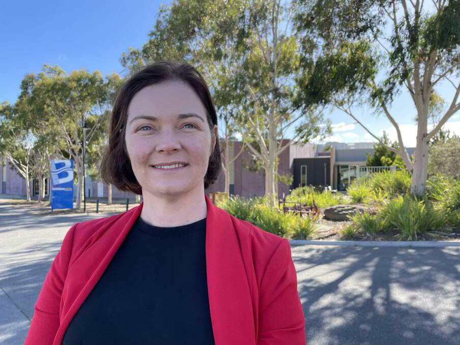Member for Bendigo Lisa Chesters outside the Bendigo showgrounds building, where improvements have been identified for its possible use as an evacuation centre again in the future. Picture by Jenny Denton 