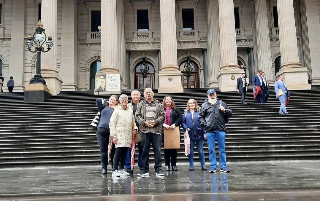 Affected family members travelled to the Victorian parliament to present their petition. Picture supplied