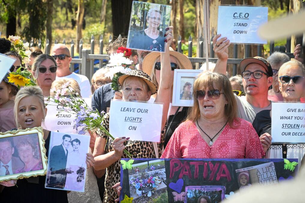Tuesday's protest at Eaglehawk cemetery. Picture by Darren Howe