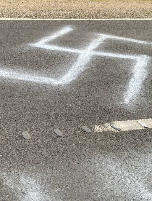 The large symbols were painted on both sides of the road. Picture supplied
