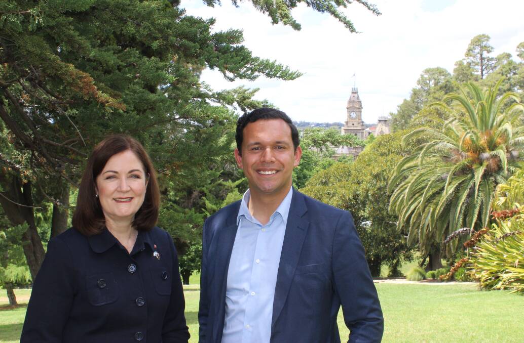 Liberal MP Sarah Henderson and newly endorsed candidate for Bendigo Matthew Evans. Picture by Jenny Denton