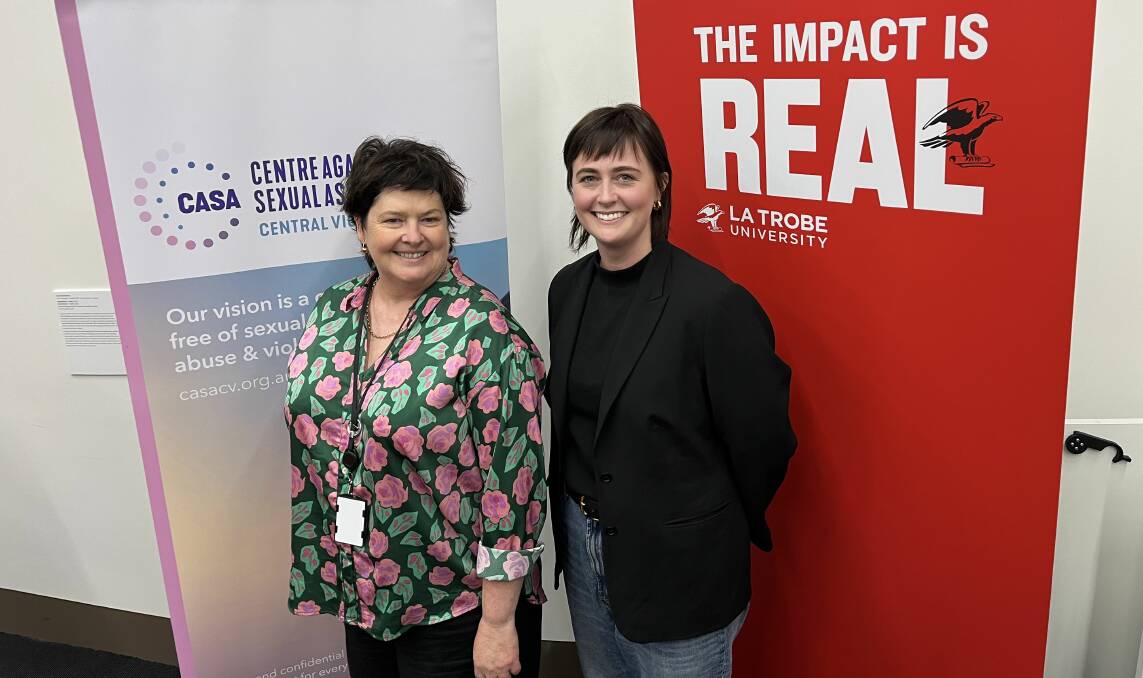 Ms Wright and Dr Corbett at the April 18 launch of the report, 'The normalisation of sexual violence revictimisation in regional and rural areas: Our failure to respond'
