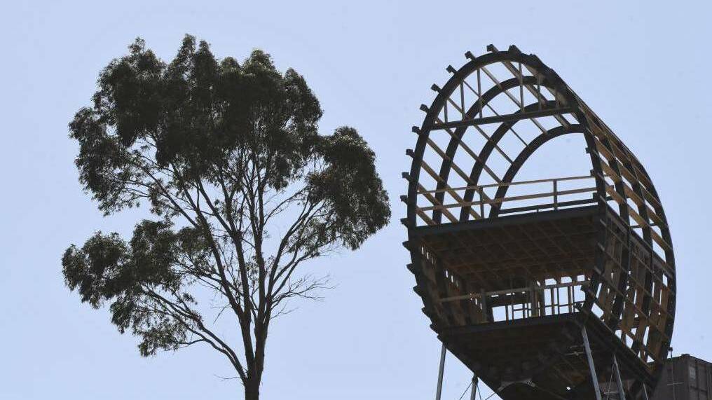 BIG NO: Hepburn Shire Council has made a decision to refuse a planning permit for a controversial 'sky barrels' accommodation in Daylesford. The picture shows the construction that was started on the side of Munt Buninyong. Picture: Lachlan Bence.