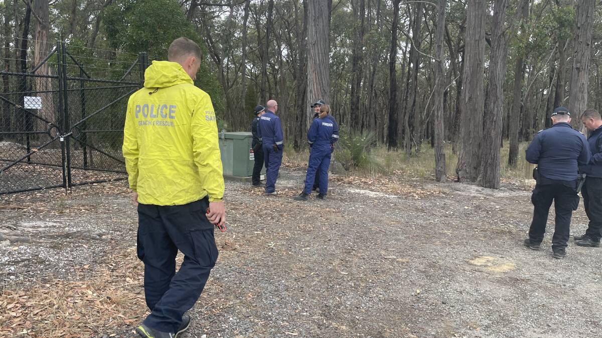 Police searching in Mount Clear on February 23. Picture by Nieve Walton