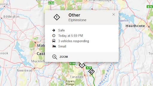 COLLISION: A vehicle fire on the Calder Highway has been brought under control following a collision between a car and a truck. Picture: VICEMERGENCY