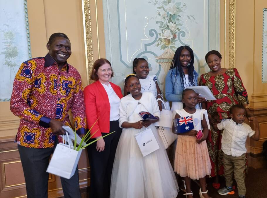 The Mururu family, originally from Kenya, pictured with Member for Bendigo Lisa Chesters, was one of the families celebrating at Bendigo's Australia Day citizenship ceremony. Picture by Lucy Williams 